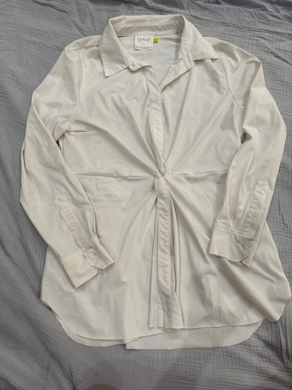 Lysse White Collared Twist-Front Shirt